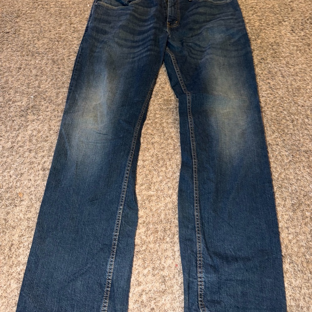 Men's Straight-Leg Jeans in Washed Dark Blue